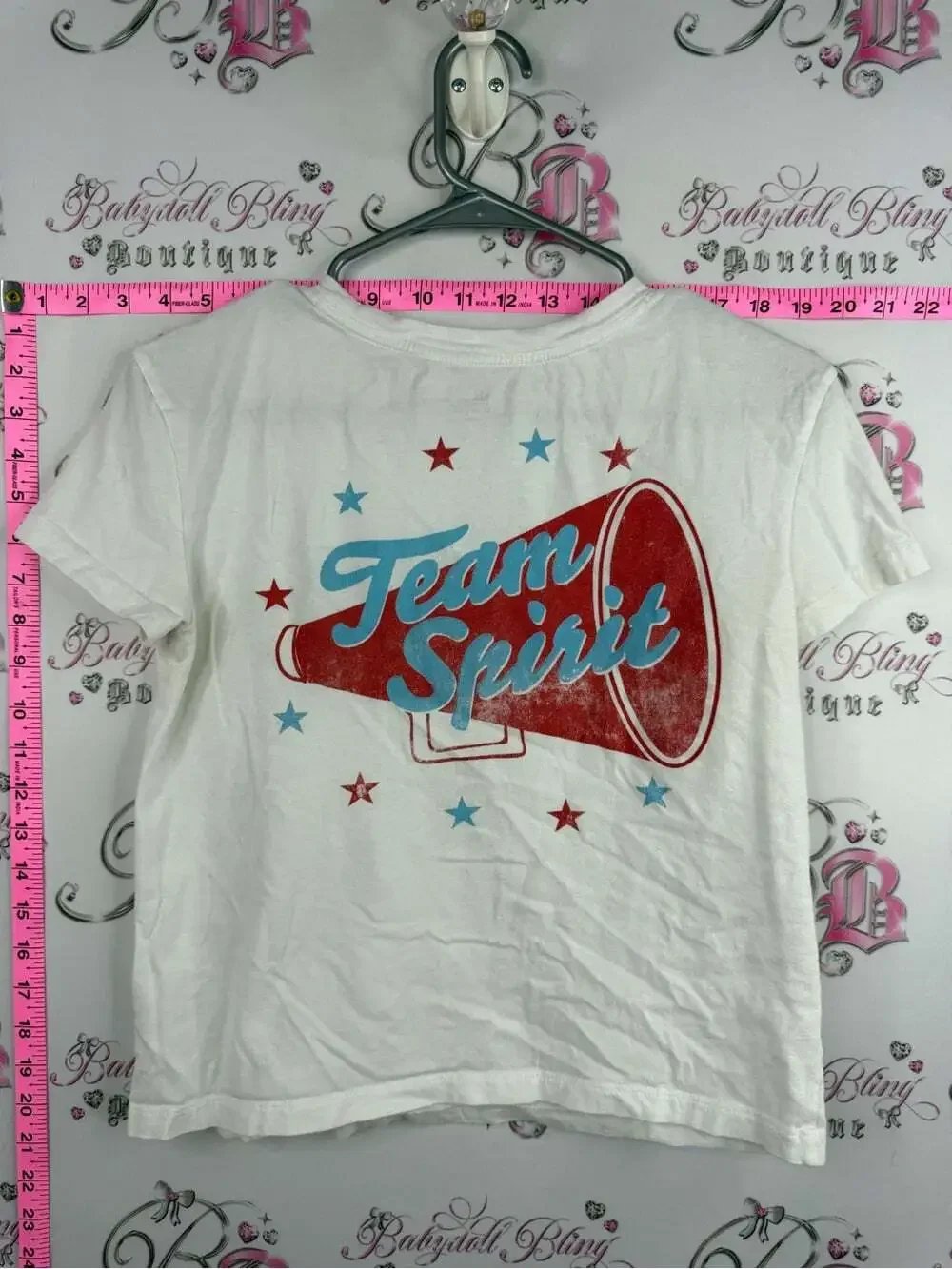 GAP tshirt cheerleading White Tee Red & Blue 'Team Spirit' Megaphone Graphic